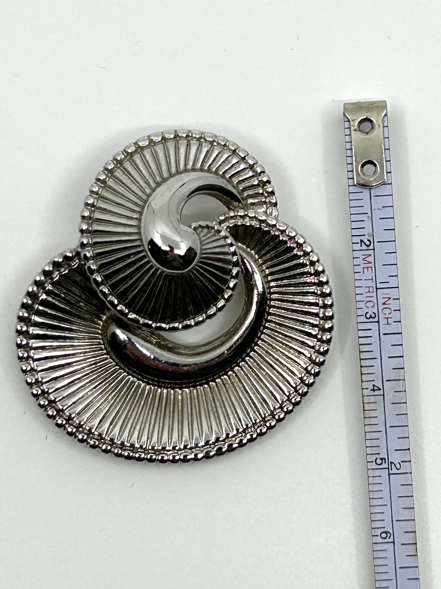 Vintage Silver Plated Nautilus Double Swirl Brooch