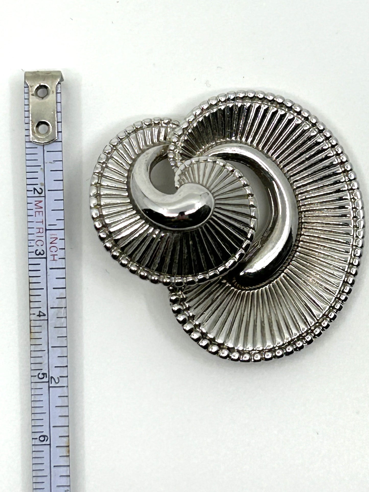 Vintage Silver Plated Nautilus Double Swirl Brooch
