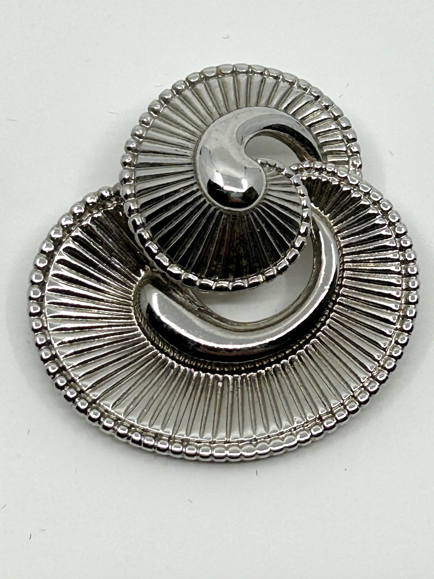 Vintage Silver Plated Nautilus Double Swirl Brooch