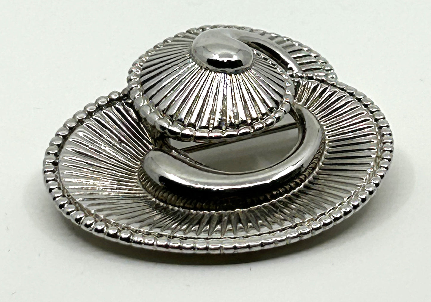 Vintage Silver Plated Nautilus Double Swirl Brooch