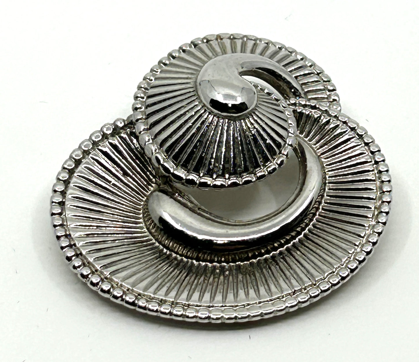 Vintage Silver Plated Nautilus Double Swirl Brooch