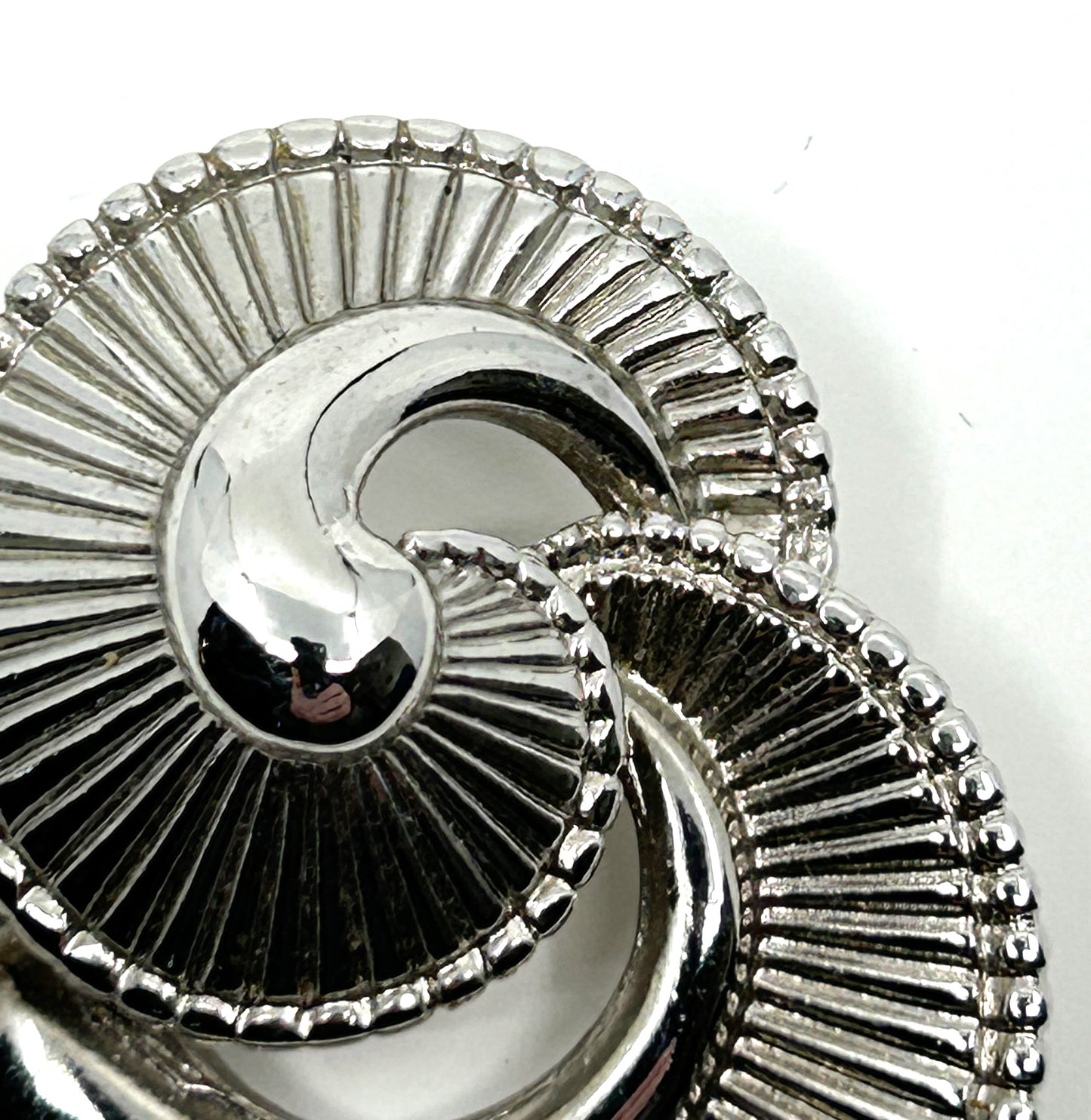 Vintage Silver Plated Nautilus Double Swirl Brooch