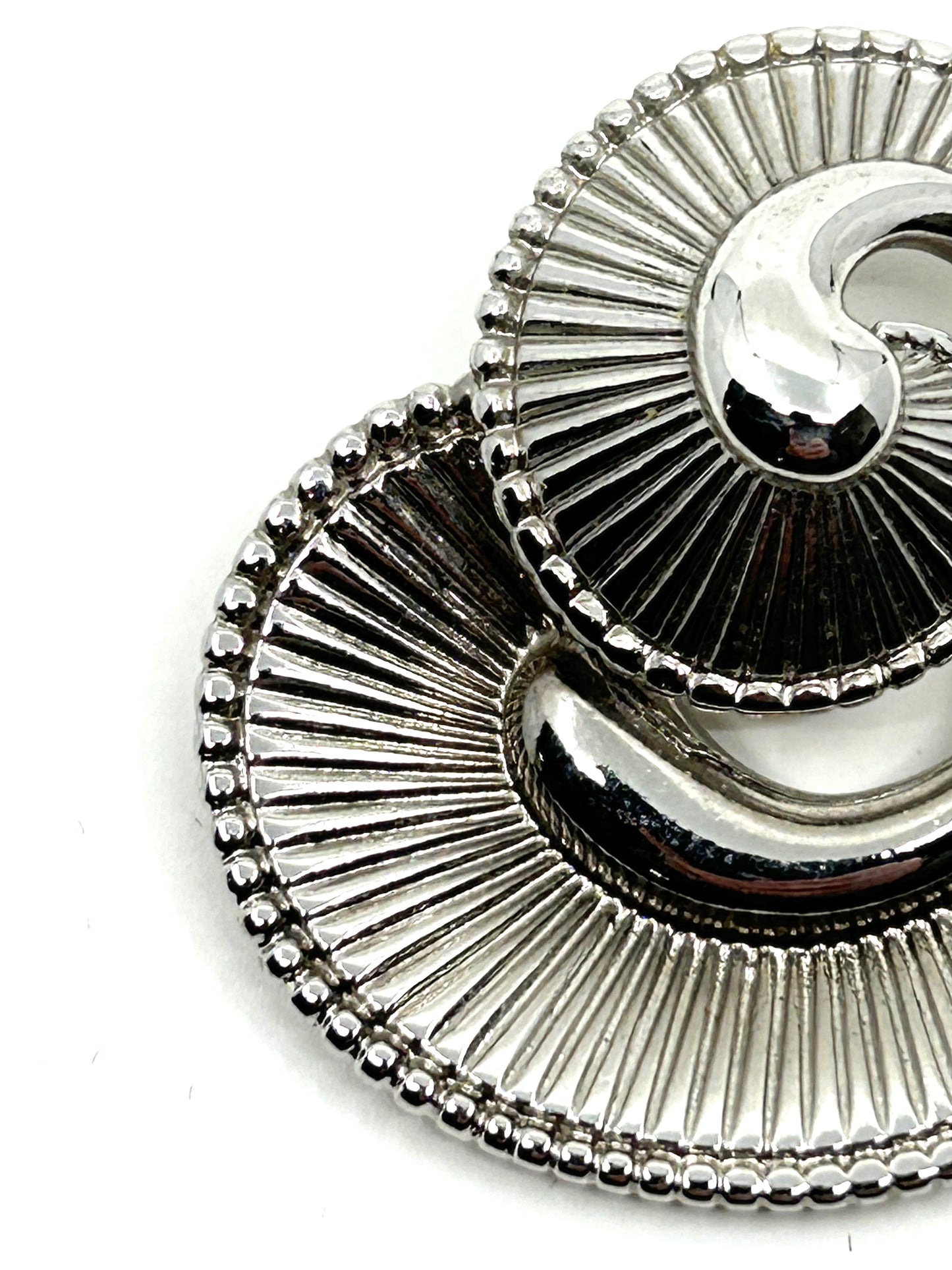 Vintage Silver Plated Nautilus Double Swirl Brooch