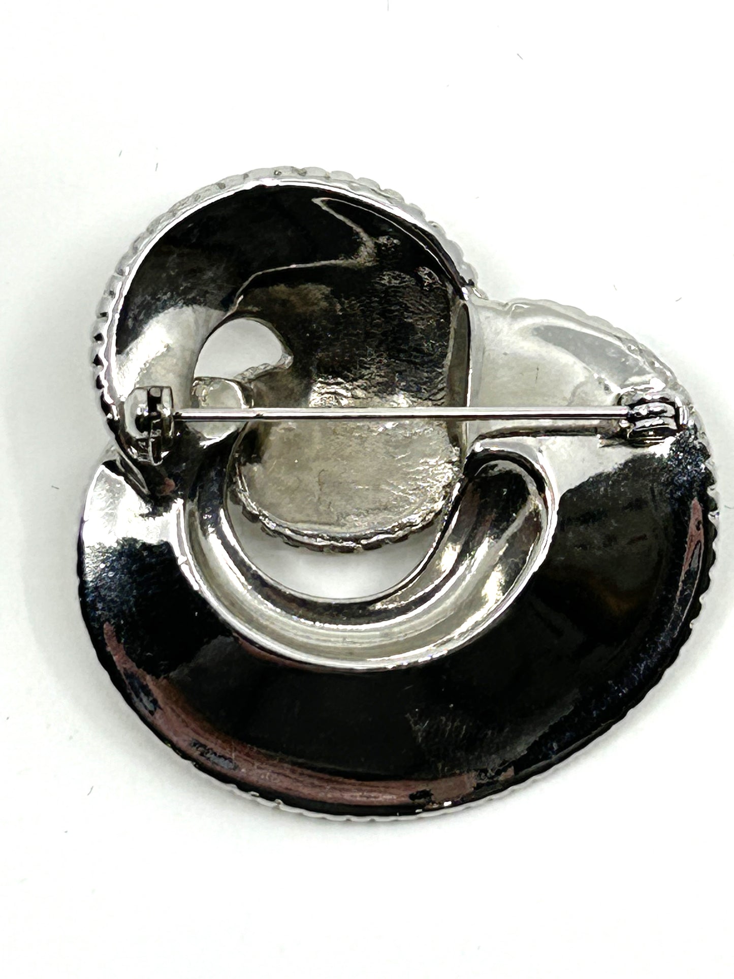 Vintage Silver Plated Nautilus Double Swirl Brooch
