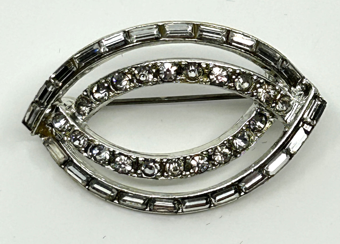 Vintage Double Eye Faux Diamond Brooch