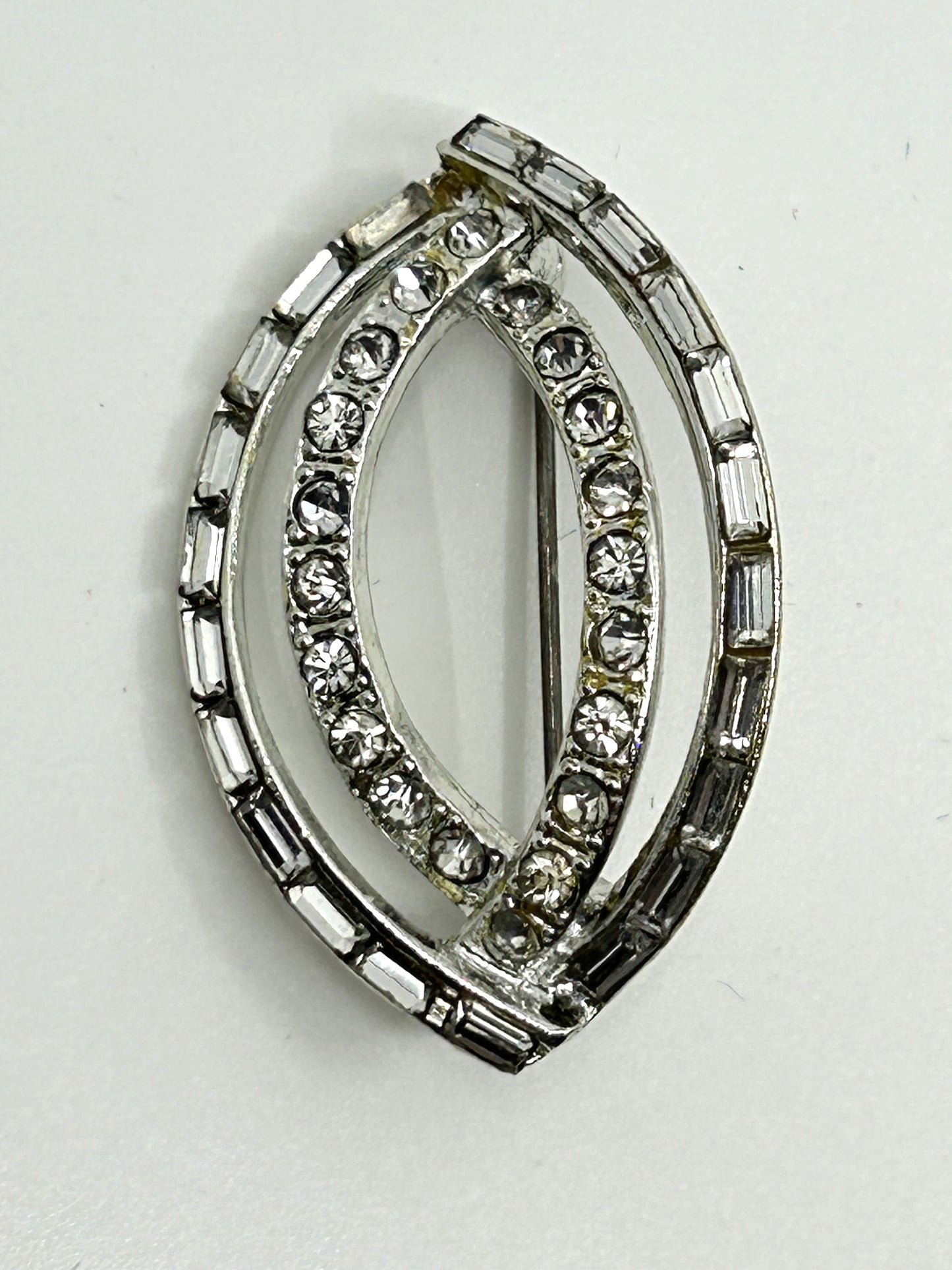 Vintage Double Eye Faux Diamond Brooch