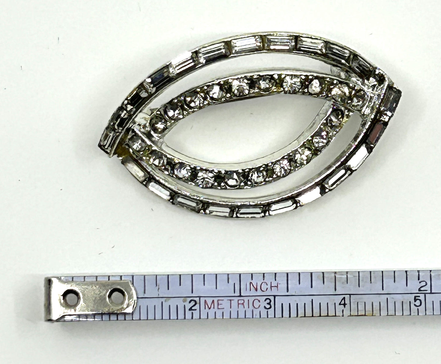Vintage Double Eye Faux Diamond Brooch