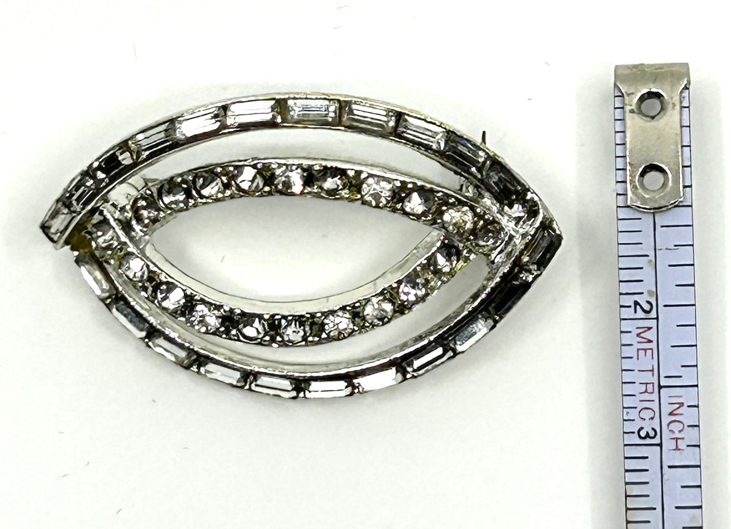 Vintage Double Eye Faux Diamond Brooch