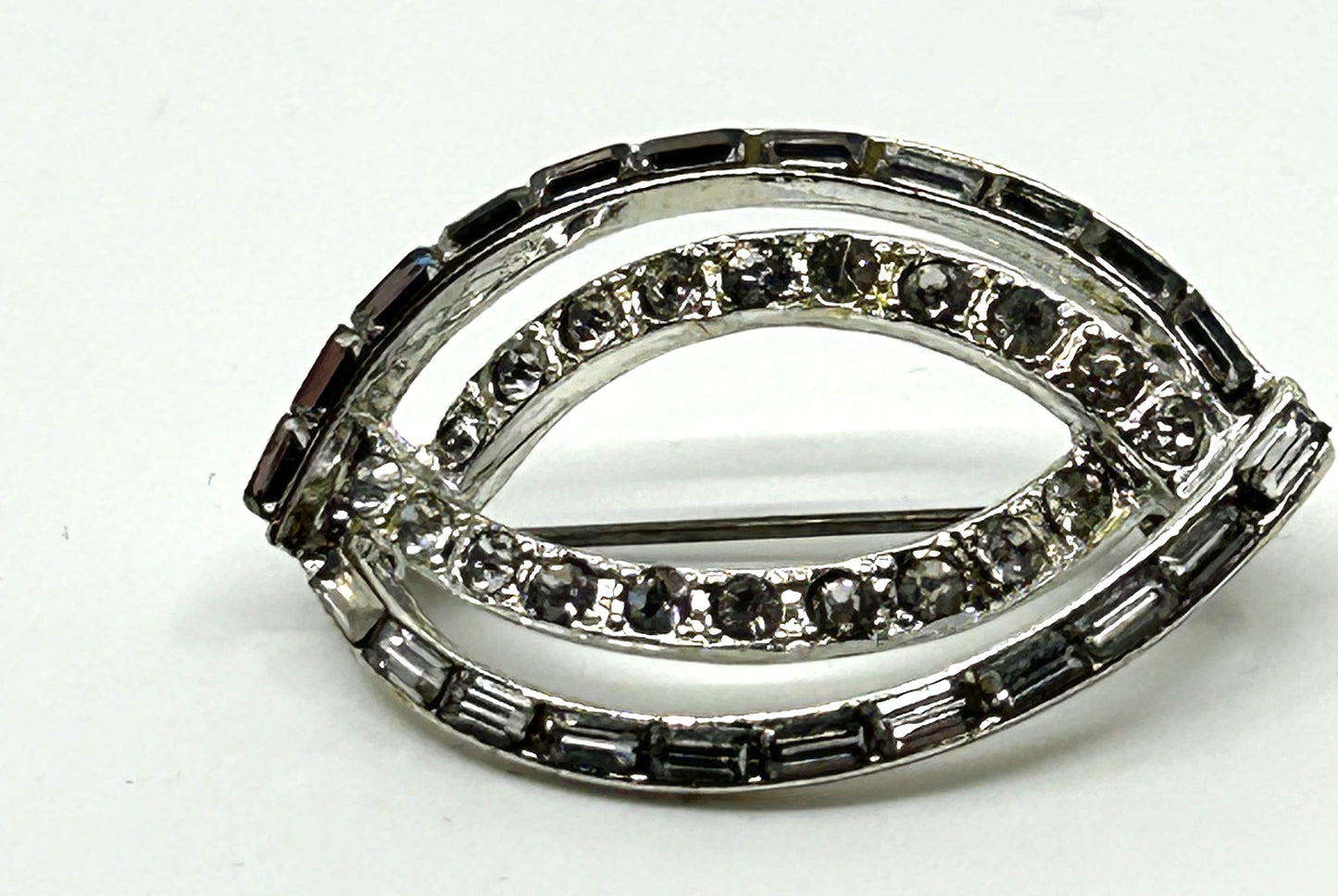 Vintage Double Eye Faux Diamond Brooch