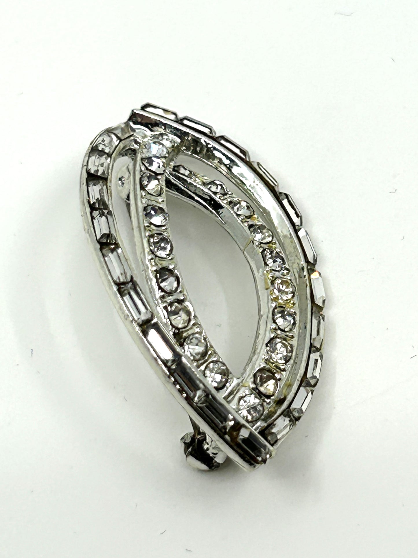 Vintage Double Eye Faux Diamond Brooch