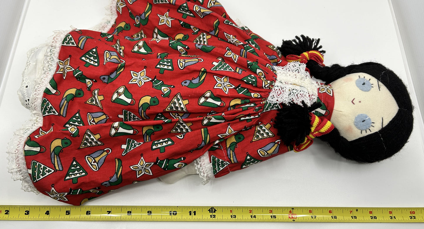Handmade Girl Doll with Christmas Dress