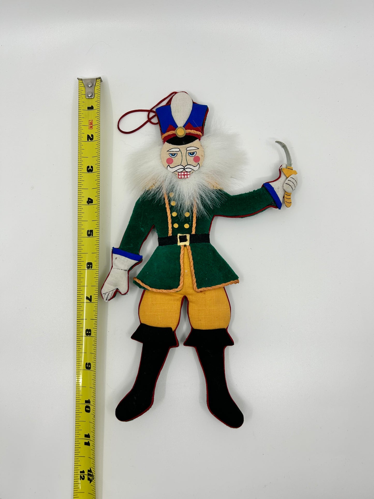 Vintage Nutcracker Guard Flat Fabric Christmas Ornament