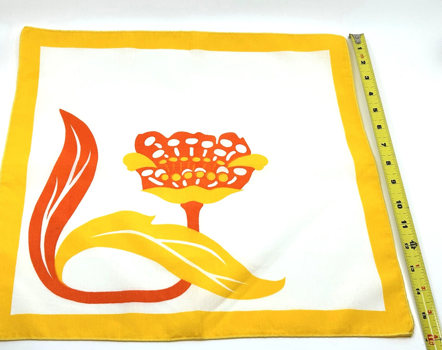 MCM Yellow and Red Flower Leaf Print Napkins - Set of 10