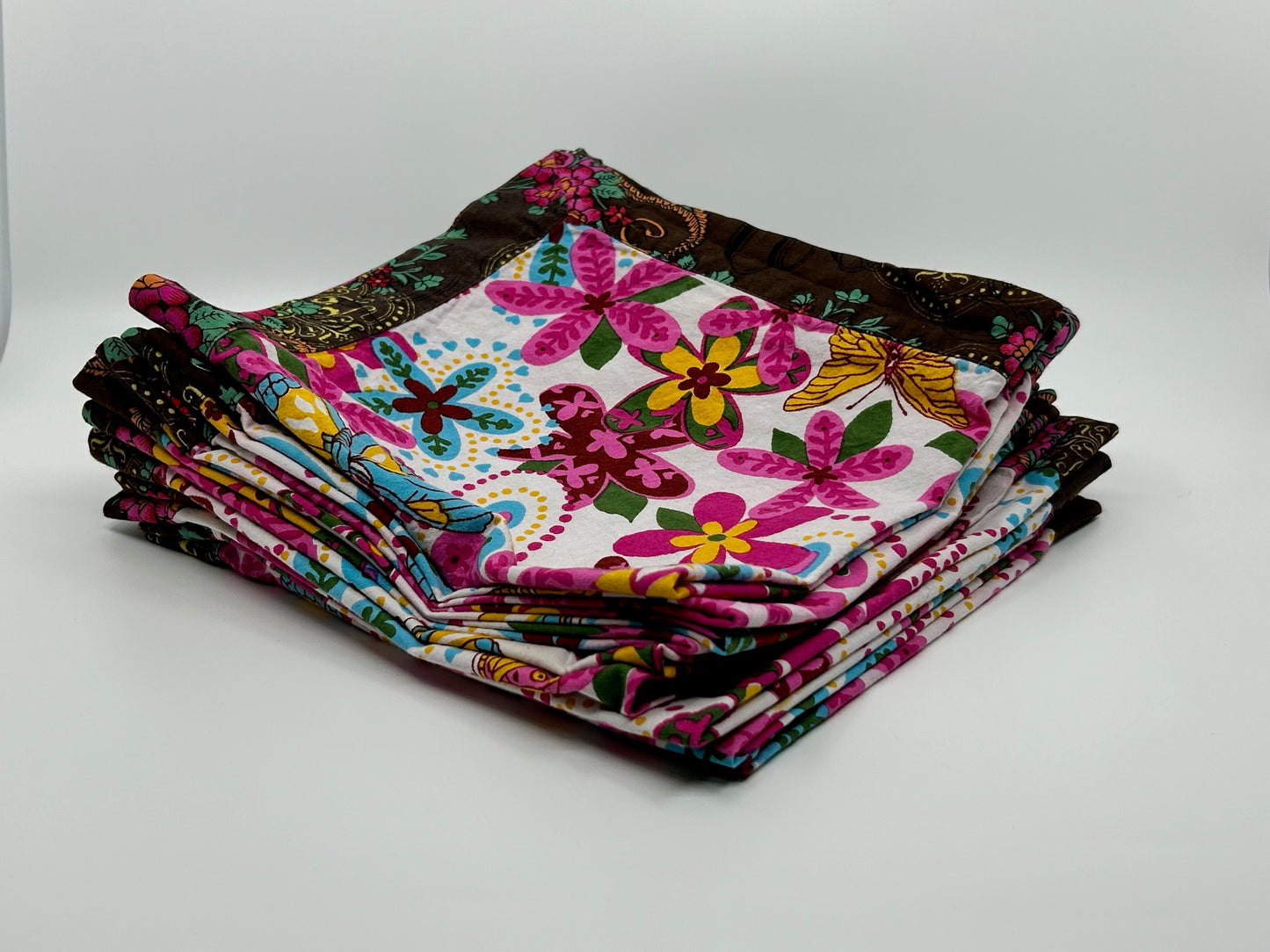 Peter Hoe Boho Floral Print Square Cotton Napkins - Set of 10