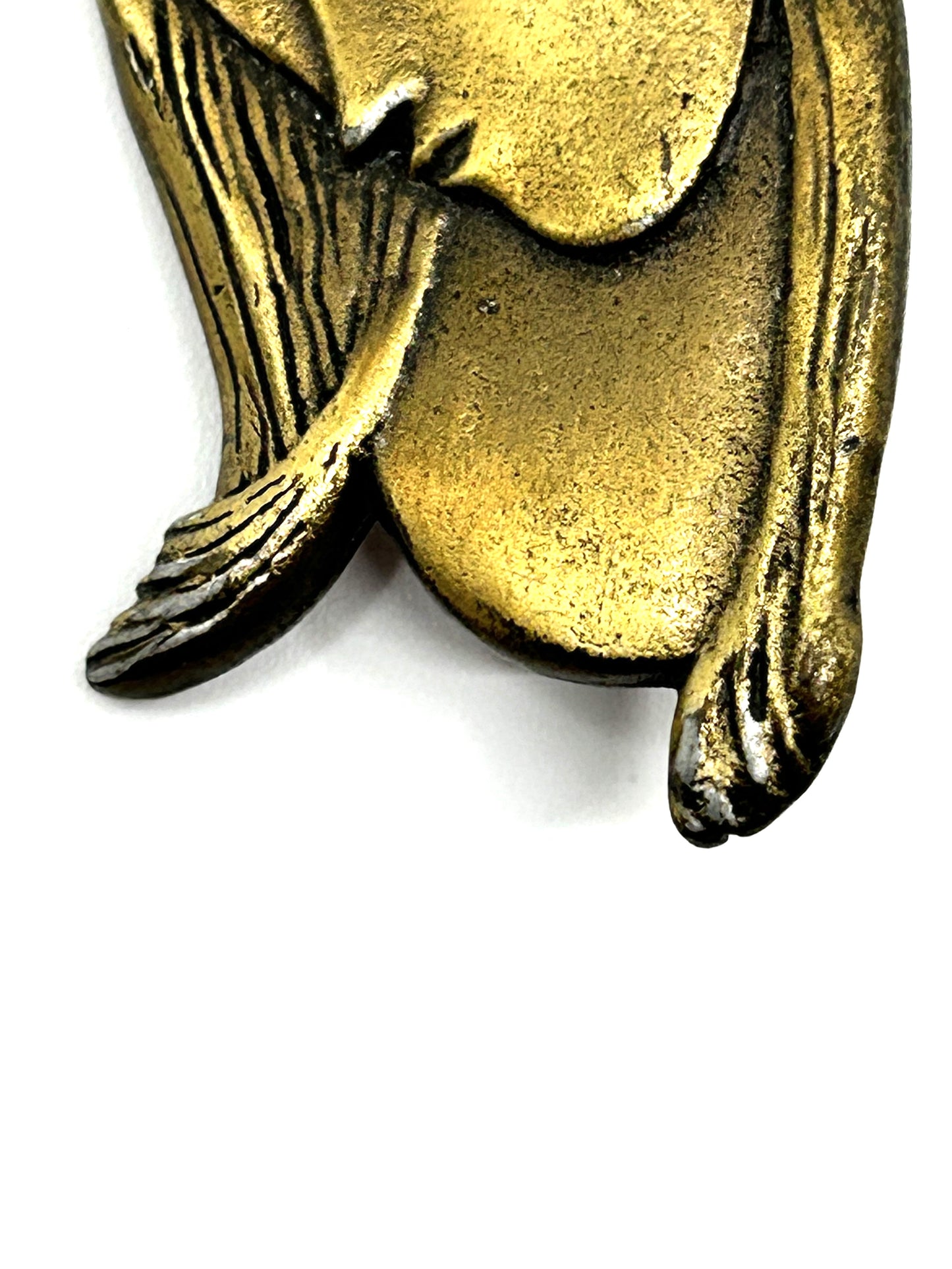 Art Deco Style Bronze-look Woman's Sculpted Face Brooch