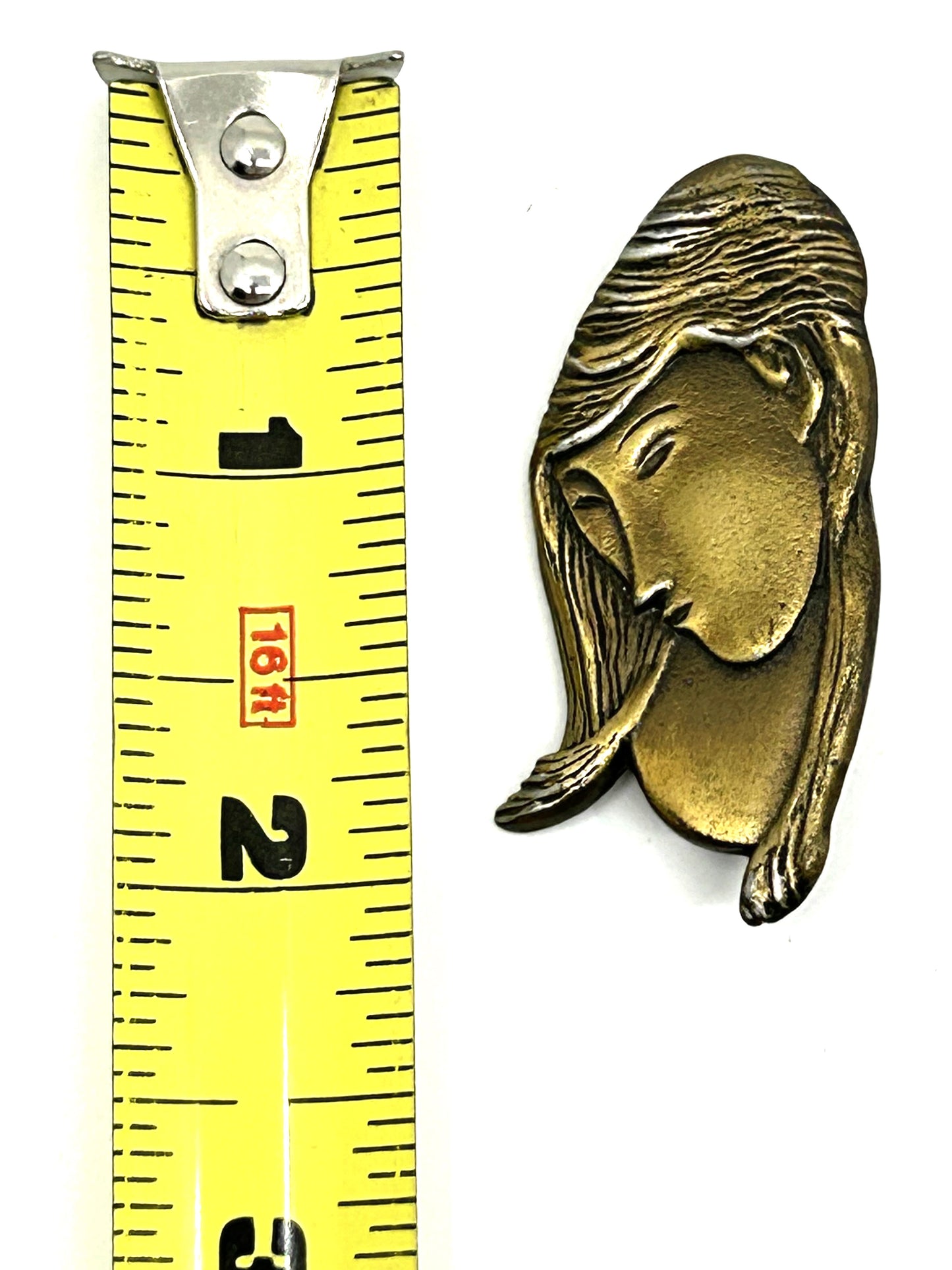 Art Deco Style Bronze-look Woman's Sculpted Face Brooch