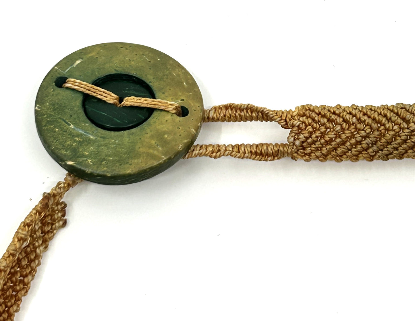 Vintage BOHO Red Beaded Hand Woven Button Closure Necklace