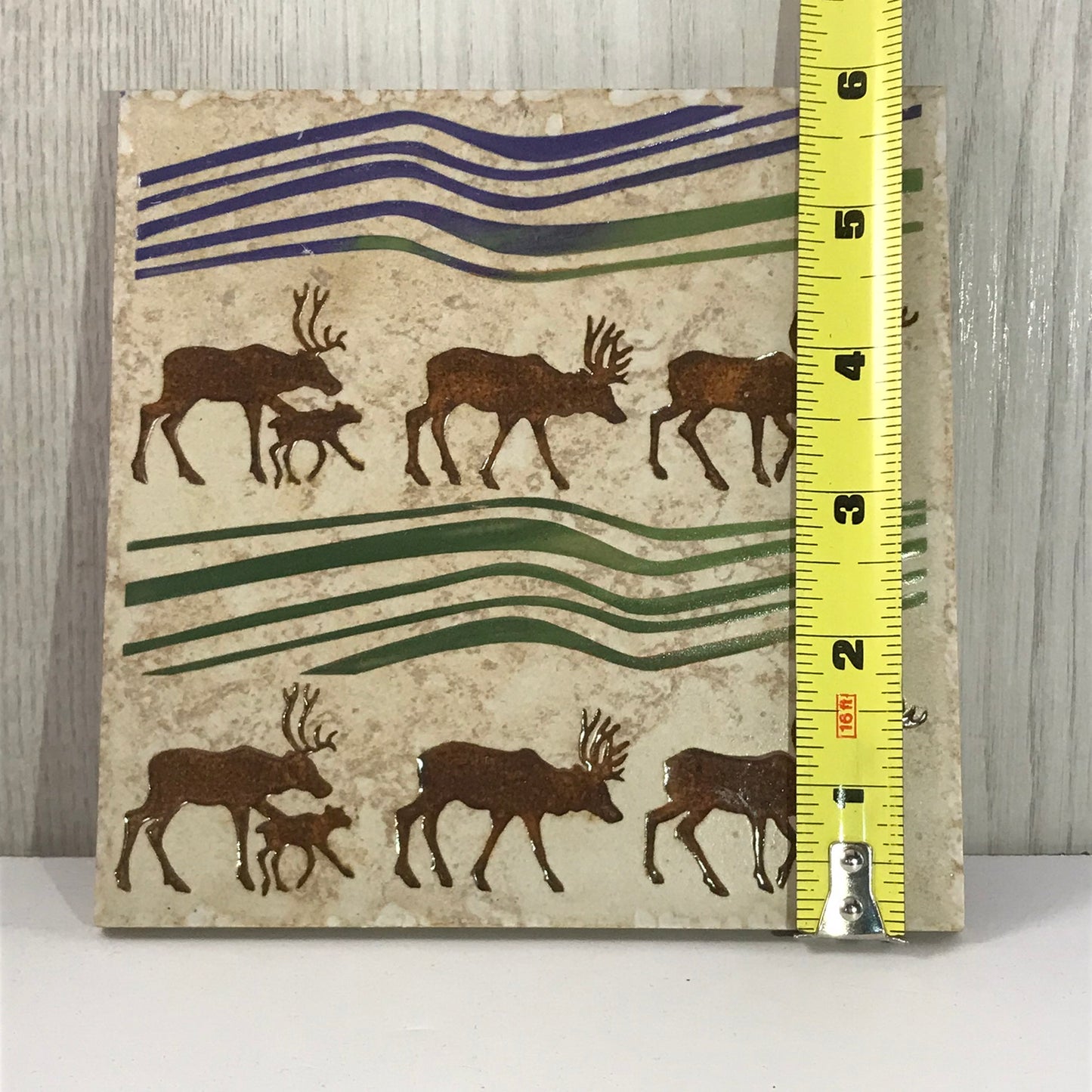 Sand Carved Tile from Alaska Moose and Elks - Brecht Studios