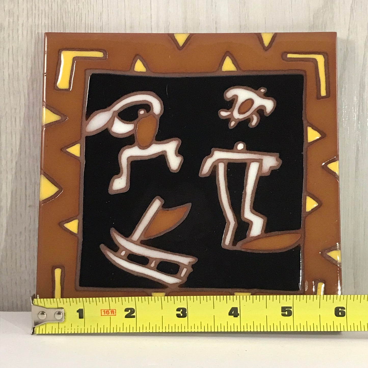 Alex Slotzkin Hawaiian Dancing Couple Art Pottery Tile Trivet