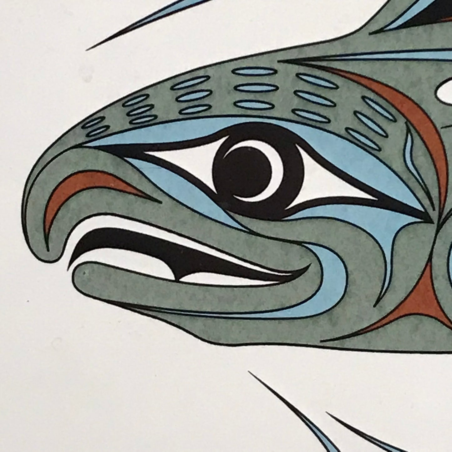 Island Art Indigenous Spawning Salmon Ceramic Tile - Artist Signed Joe Wilson