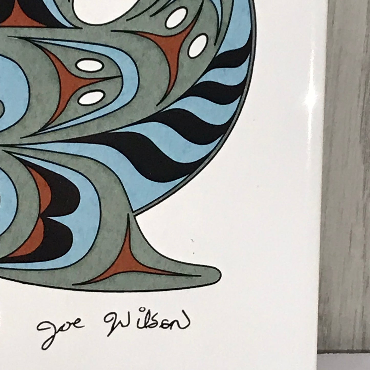 Island Art Indigenous Spawning Salmon Ceramic Tile - Artist Signed Joe Wilson