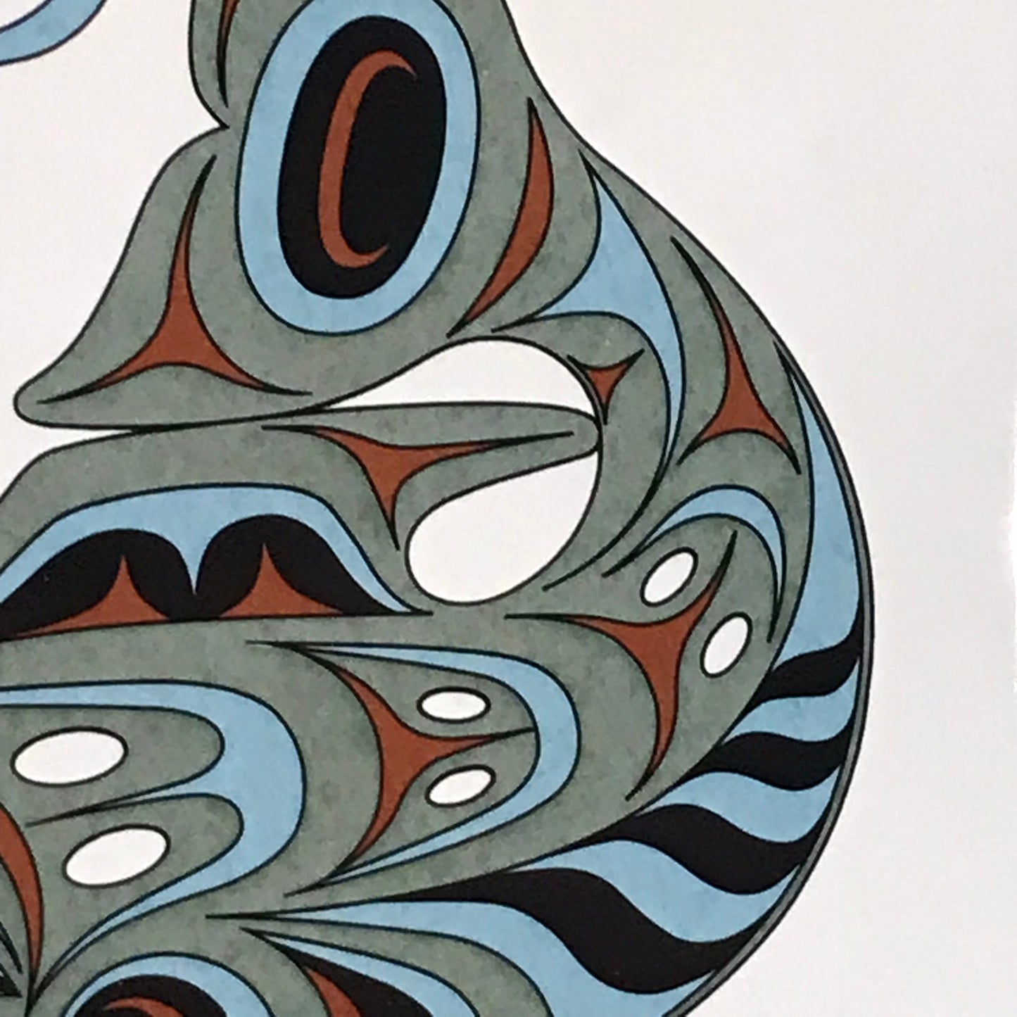 Island Art Indigenous Spawning Salmon Ceramic Tile - Artist Signed Joe Wilson