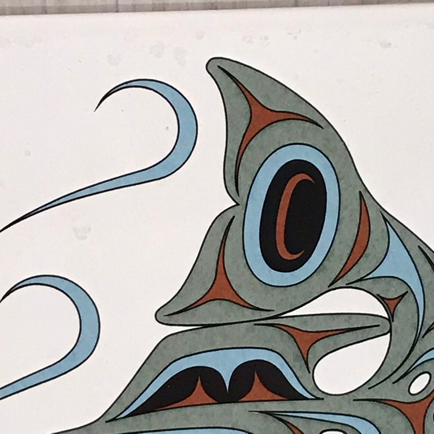 Island Art Indigenous Spawning Salmon Ceramic Tile - Artist Signed Joe Wilson