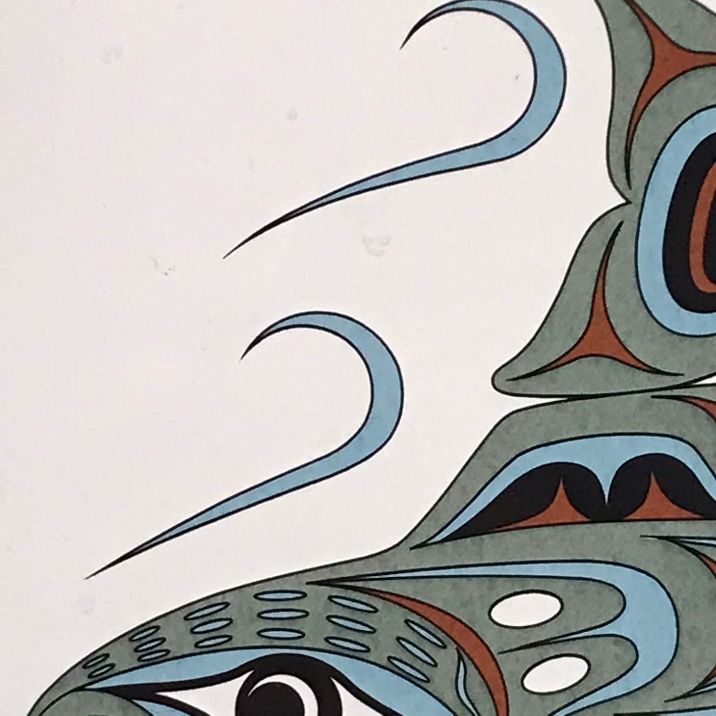 Island Art Indigenous Spawning Salmon Ceramic Tile - Artist Signed Joe Wilson