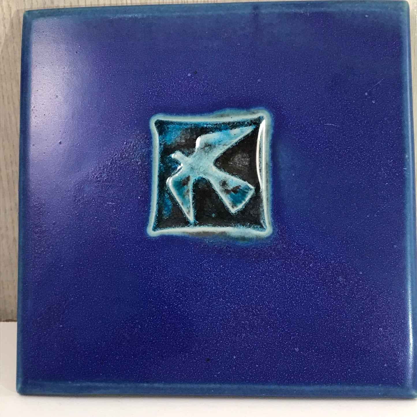 Michael Cohen Peace Dove Blue Bird Handmade Tile Trivet / Hot Plate