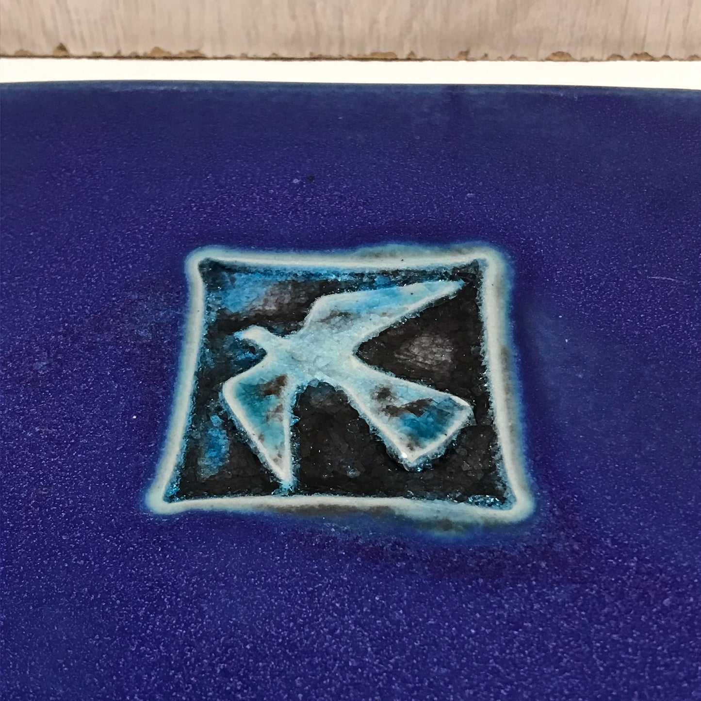 Michael Cohen Peace Dove Blue Bird Handmade Tile Trivet / Hot Plate