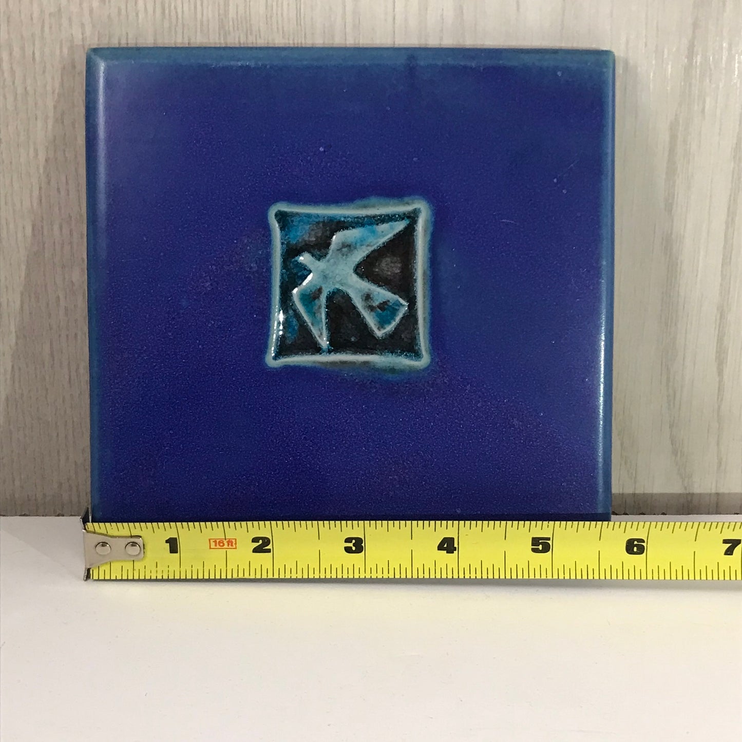 Michael Cohen Peace Dove Blue Bird Handmade Tile Trivet / Hot Plate