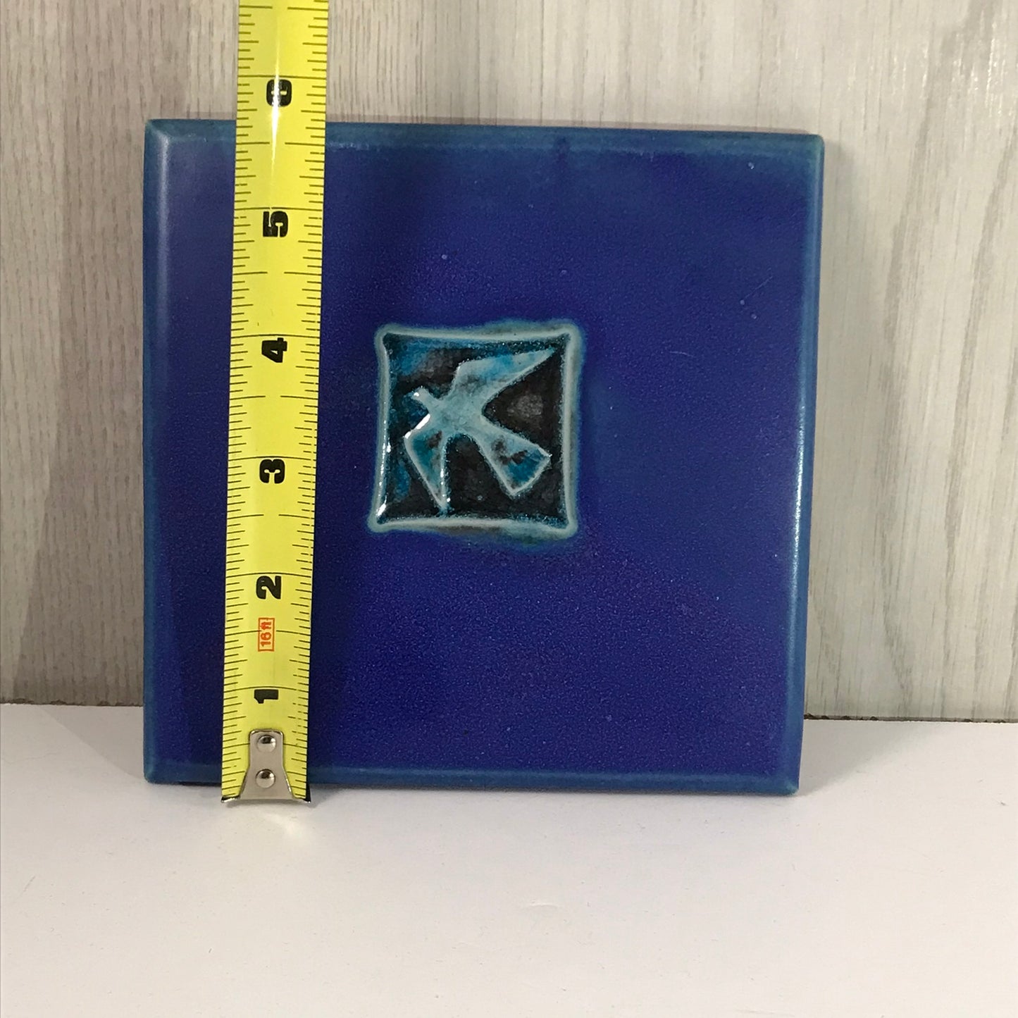 Michael Cohen Peace Dove Blue Bird Handmade Tile Trivet / Hot Plate