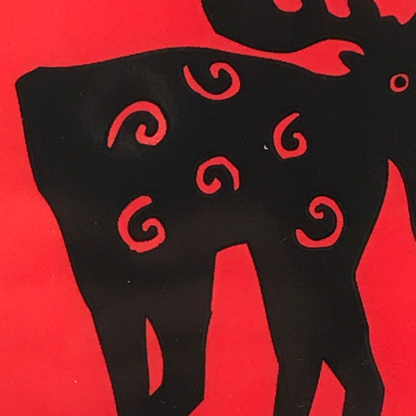 Galloping Moose Red and Black Ceramic Tile - Artist Signed Magenta