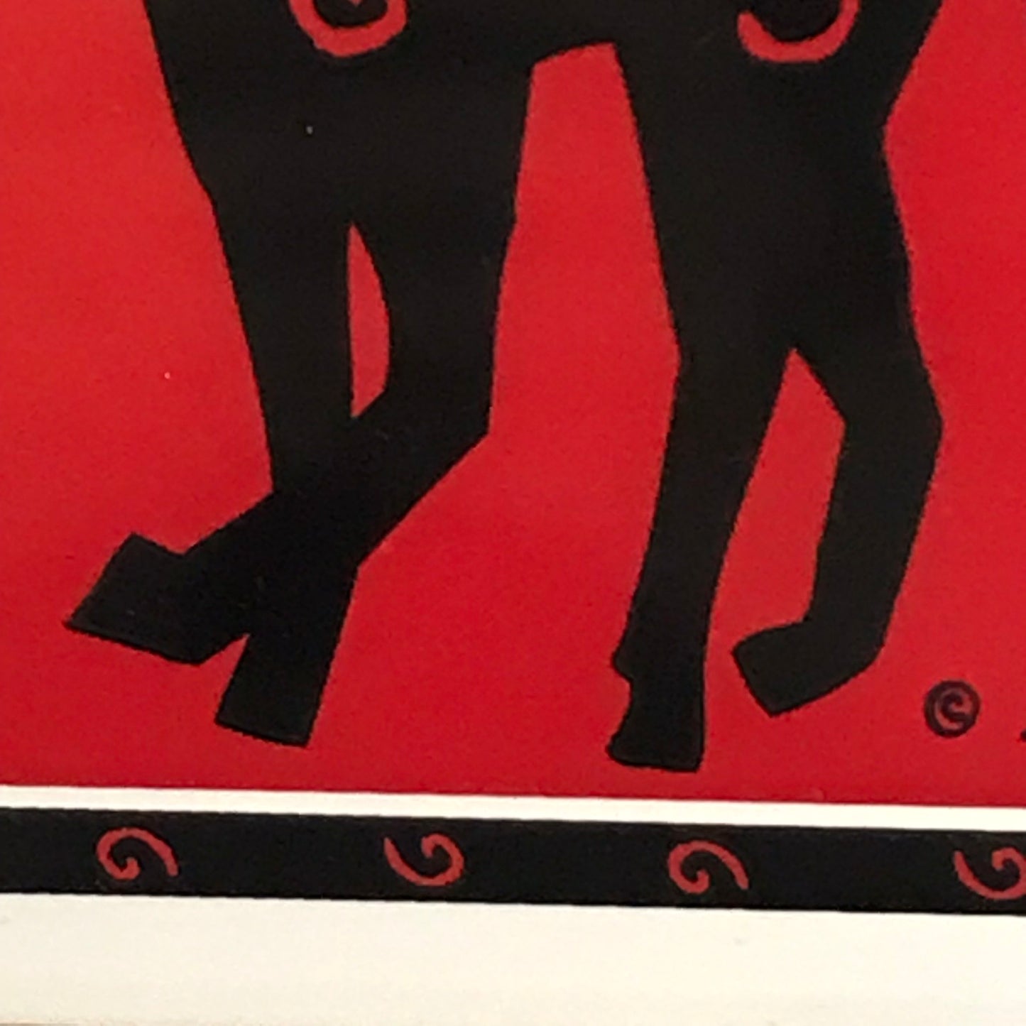 Galloping Moose Red and Black Ceramic Tile - Artist Signed Magenta