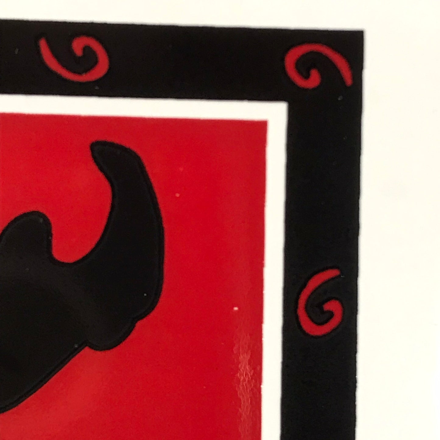 Galloping Moose Red and Black Ceramic Tile - Artist Signed Magenta