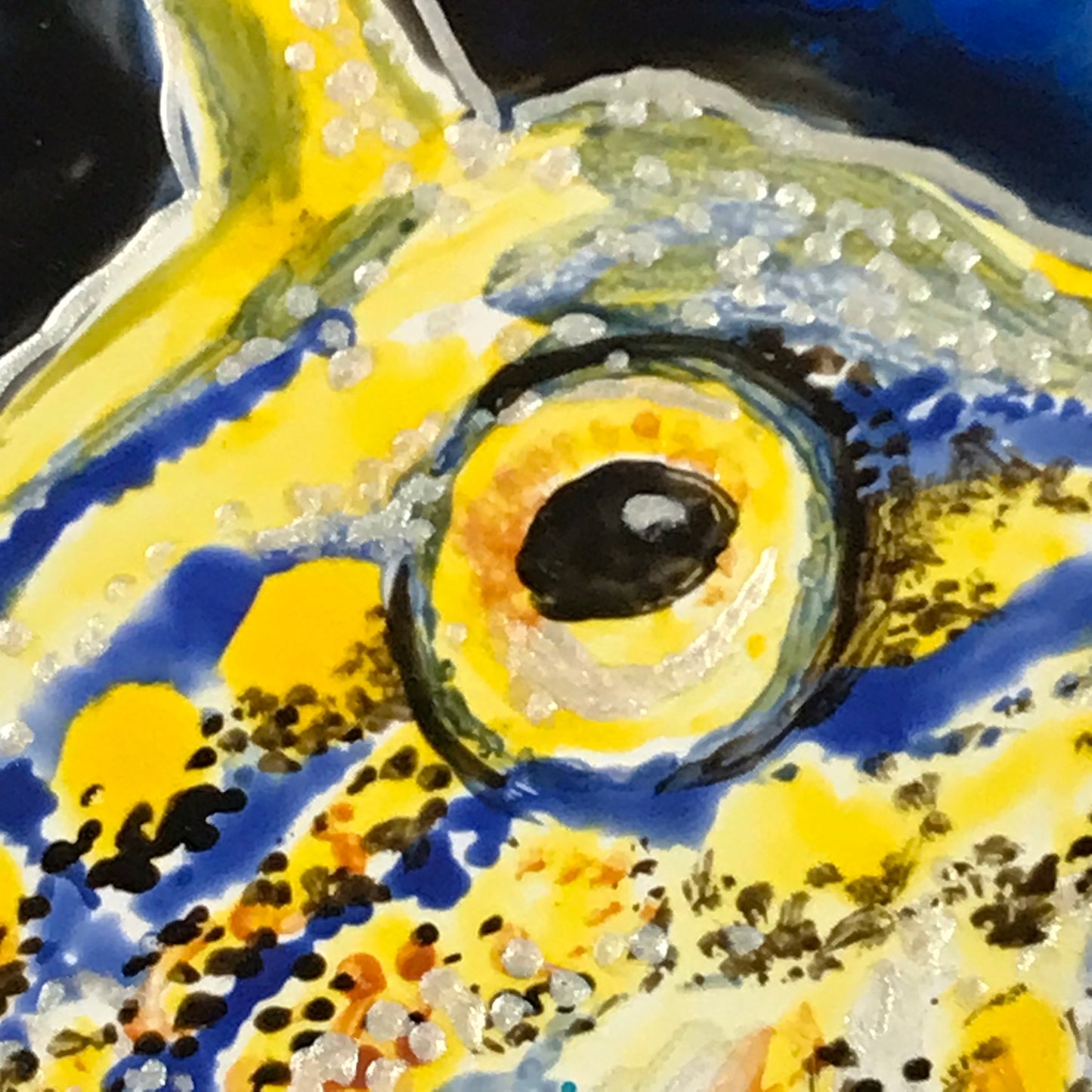 Sherrilyn Boundy Yellow / Blue Puffy Fish Wall Décor Tile