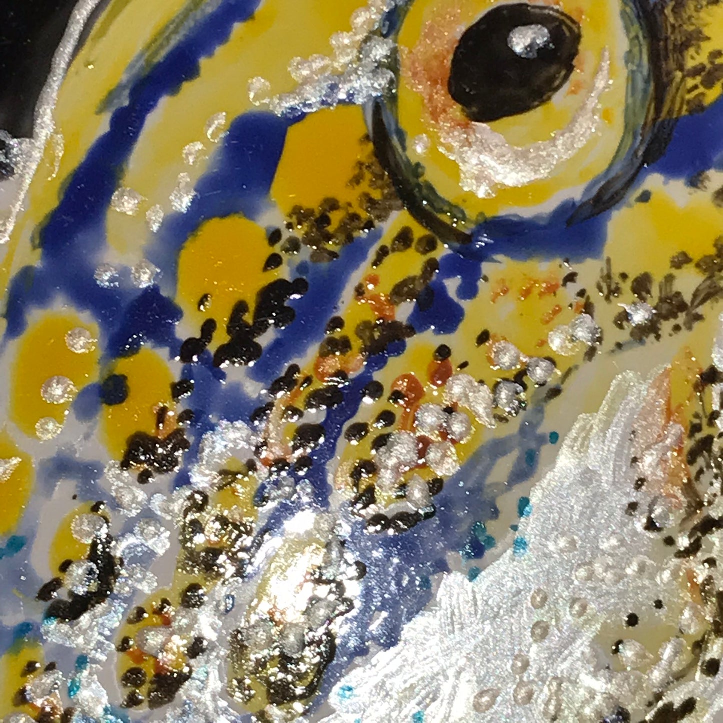 Sherrilyn Boundy Yellow / Blue Puffy Fish Wall Décor Tile