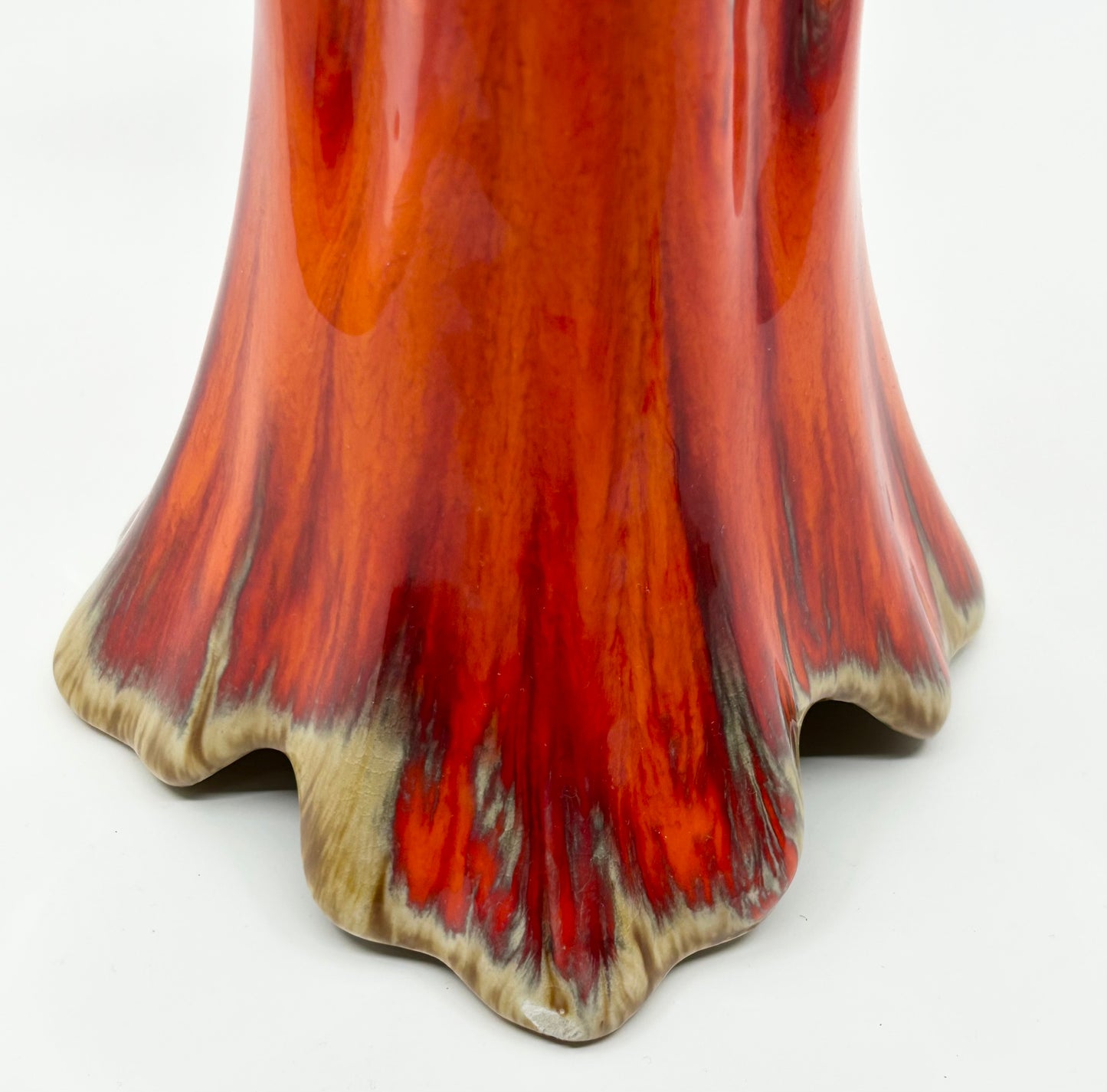 SEEWAI Artisan Handcrafted Pottery Orange Glazed Four Corner Vase MCM