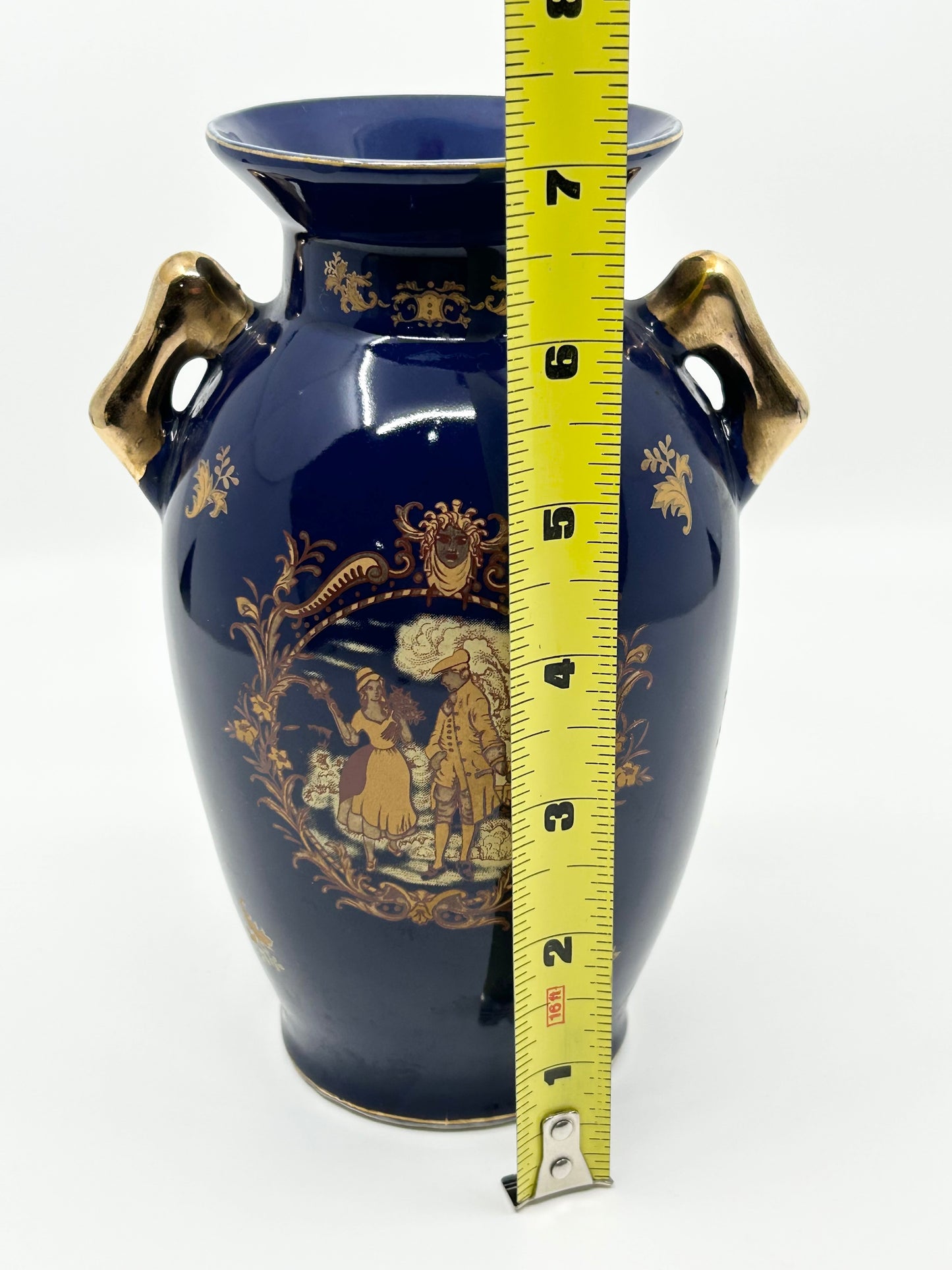 Settecento Cobalt Blue Vase with Courting Scene