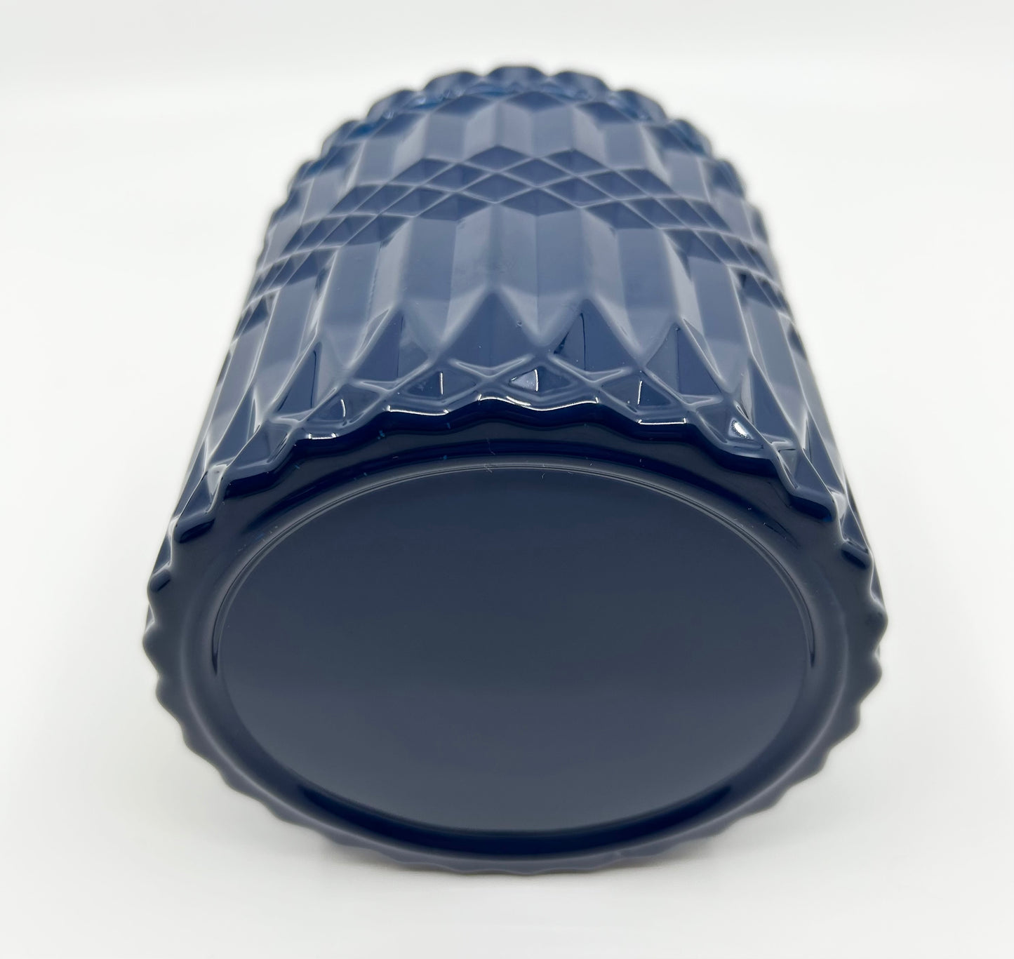Cobalt Blue diamond cut glass jar with suction lid