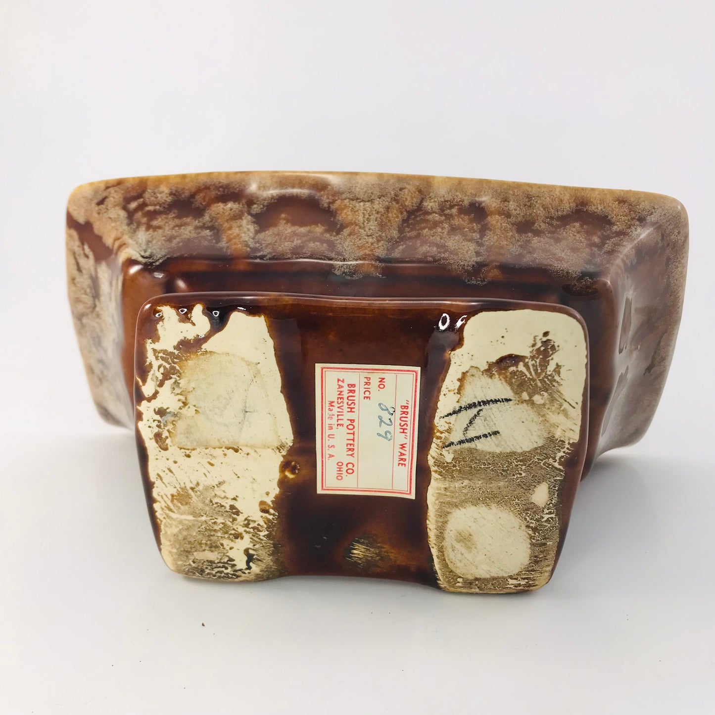 Brush Pottery Brushware Vintage Double Drip Glazed Open Mouth Planter No. 829