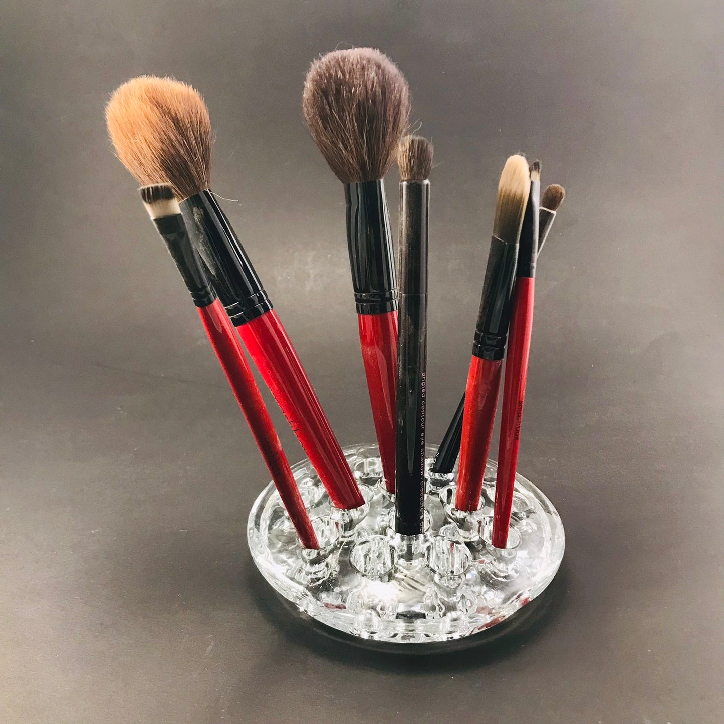 Solid Heavy Glass 16 Hole Flower Frog