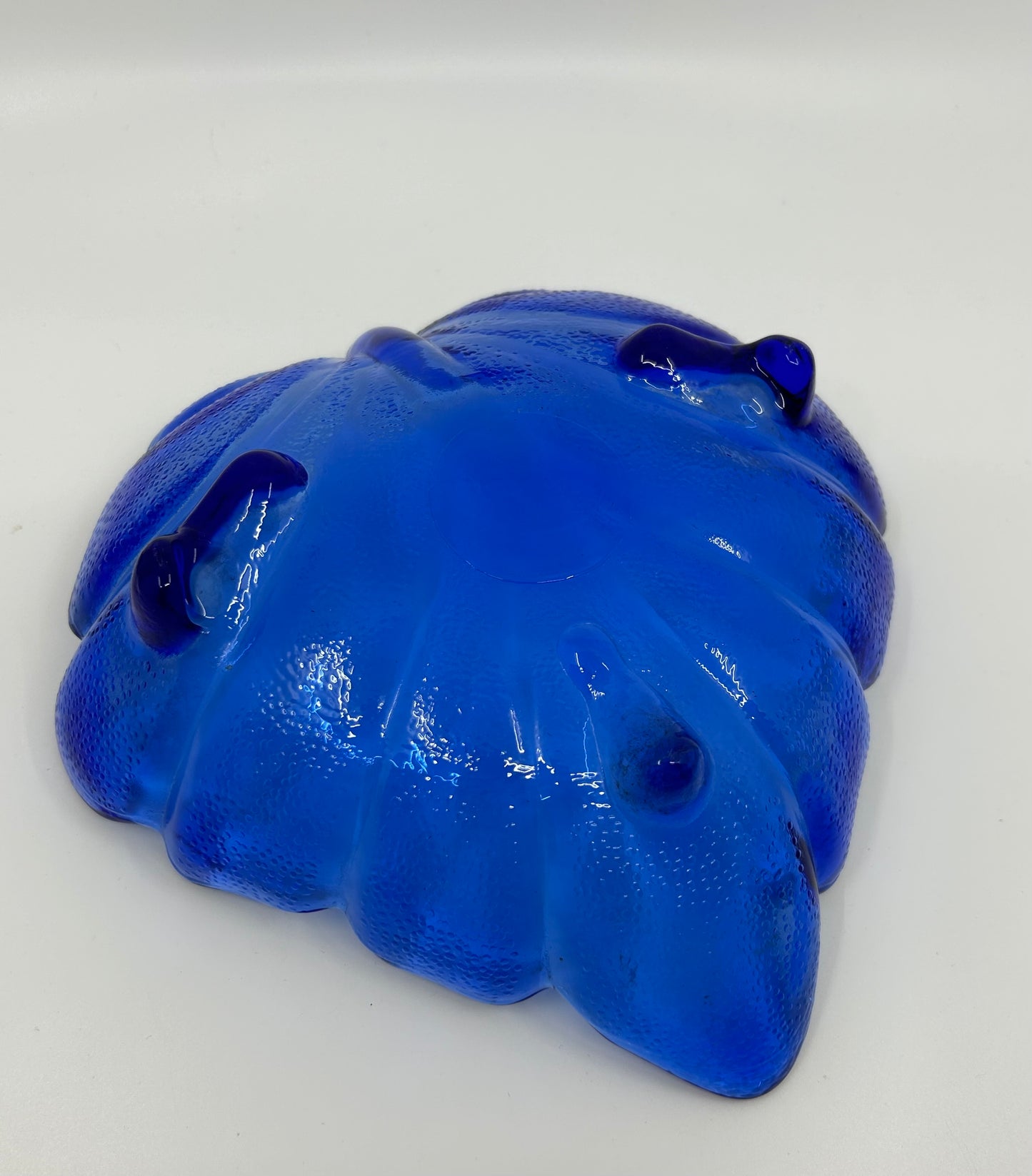 Cobalt Blue Glass Large Leaf Catch All Bowl