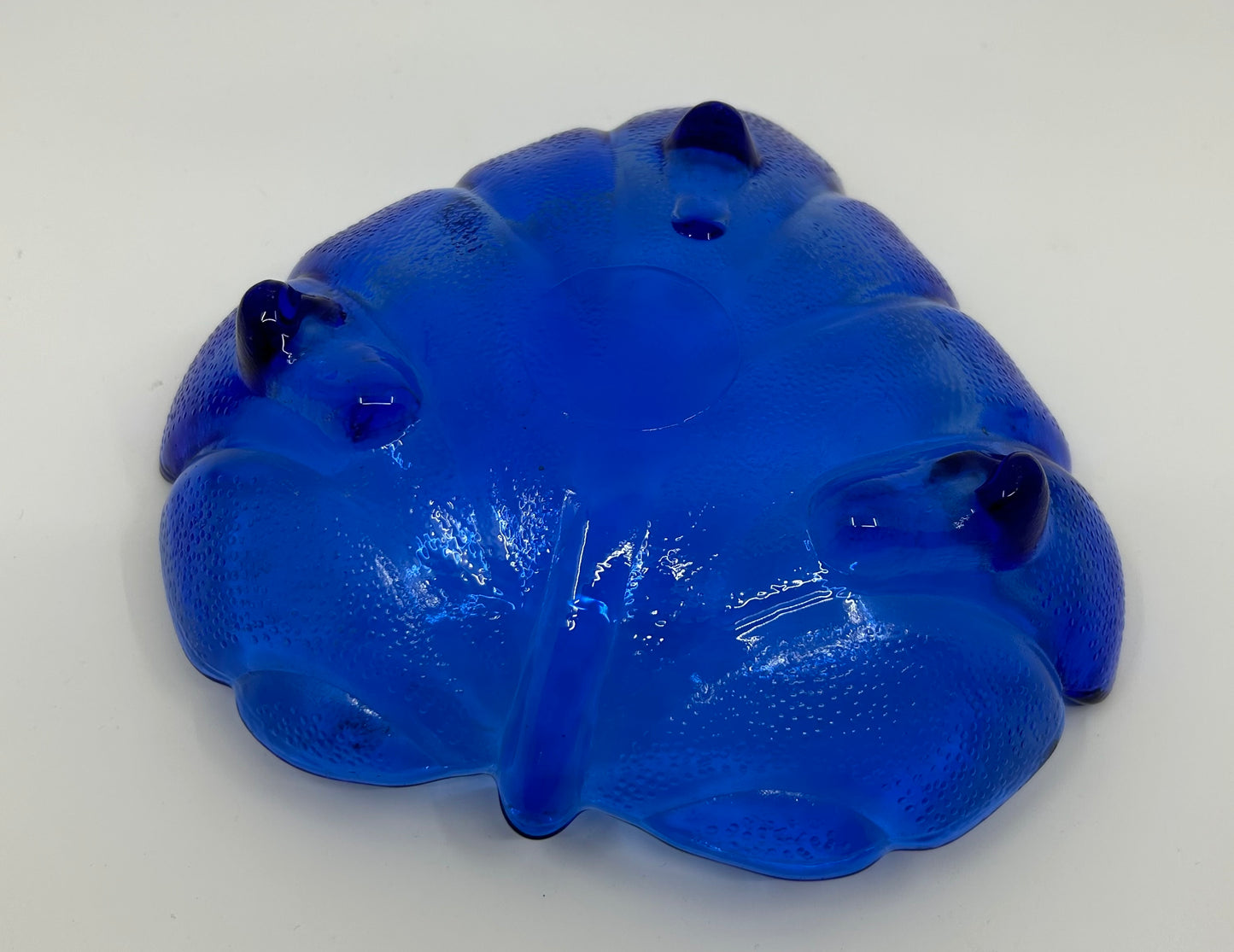 Cobalt Blue Glass Large Leaf Catch All Bowl