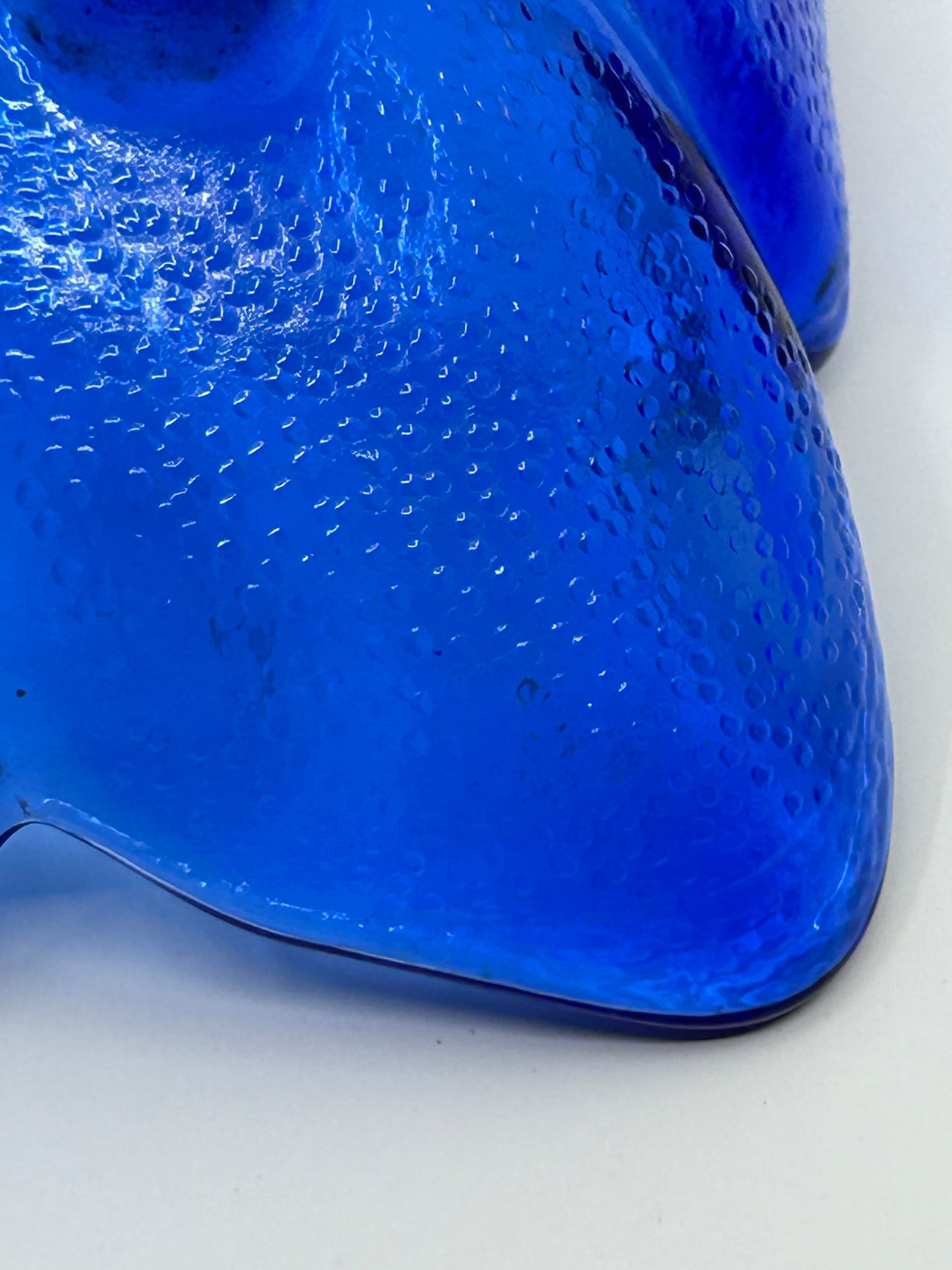 Cobalt Blue Glass Large Leaf Catch All Bowl
