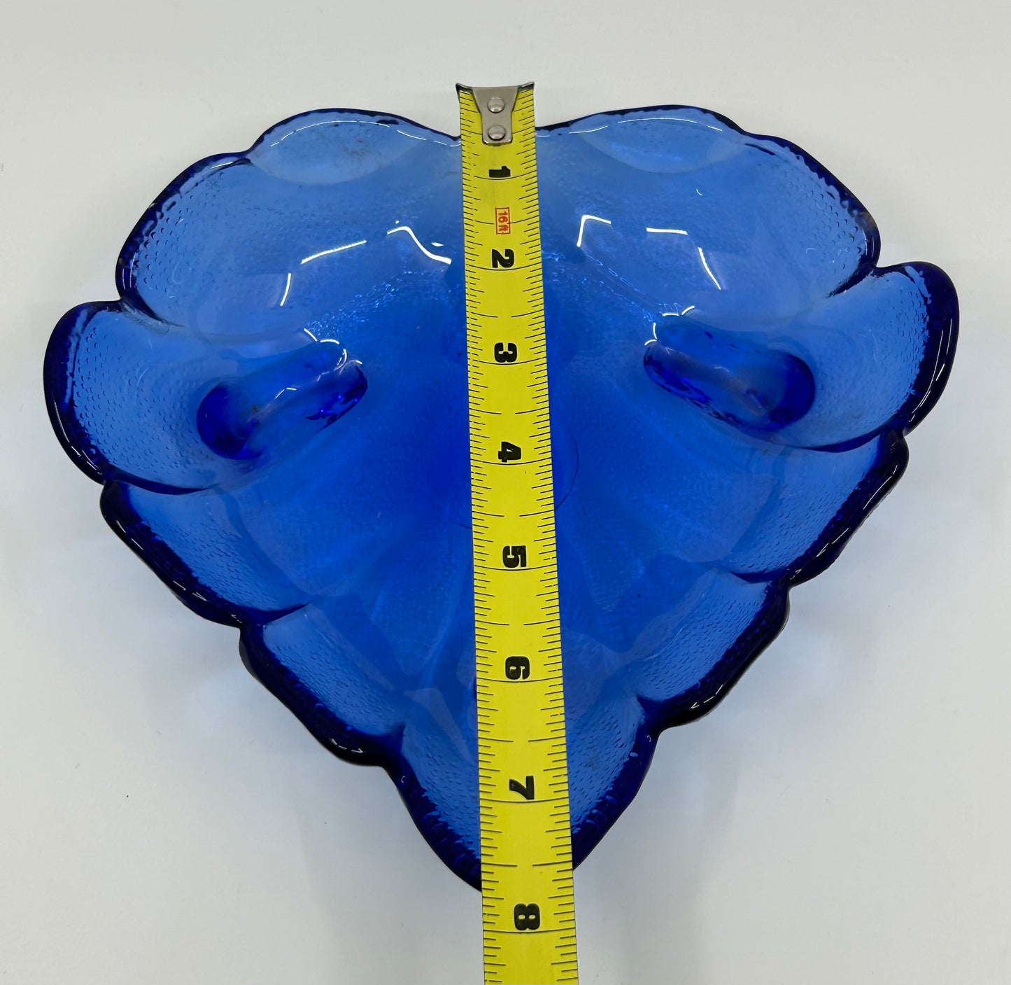 Cobalt Blue Glass Large Leaf Catch All Bowl