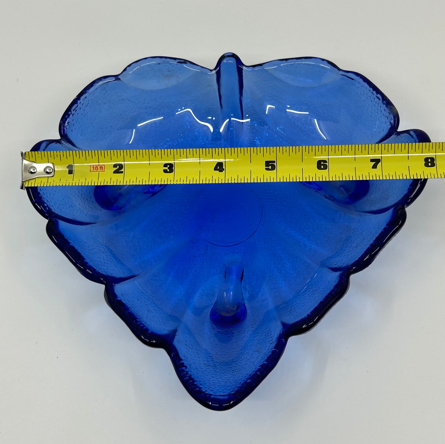 Cobalt Blue Glass Large Leaf Catch All Bowl