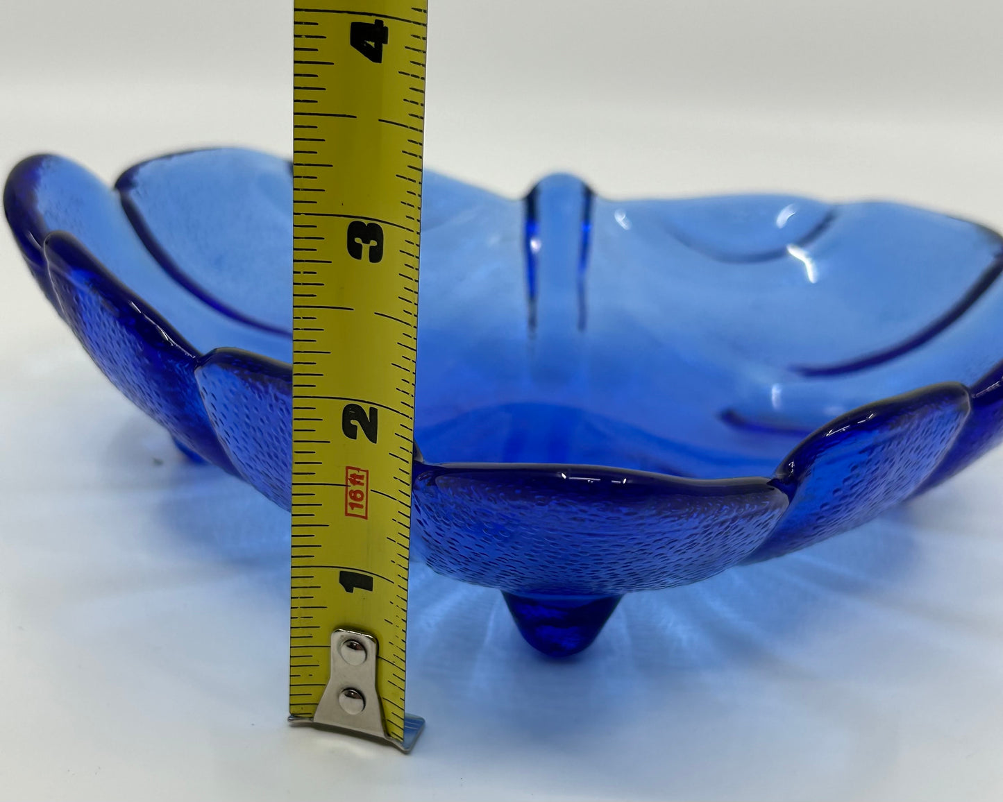 Cobalt Blue Glass Large Leaf Catch All Bowl