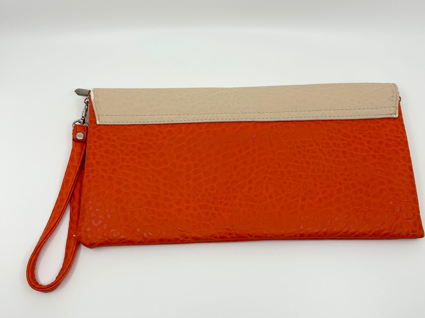 Retro Orange Clutch Purse with Color Block Patches