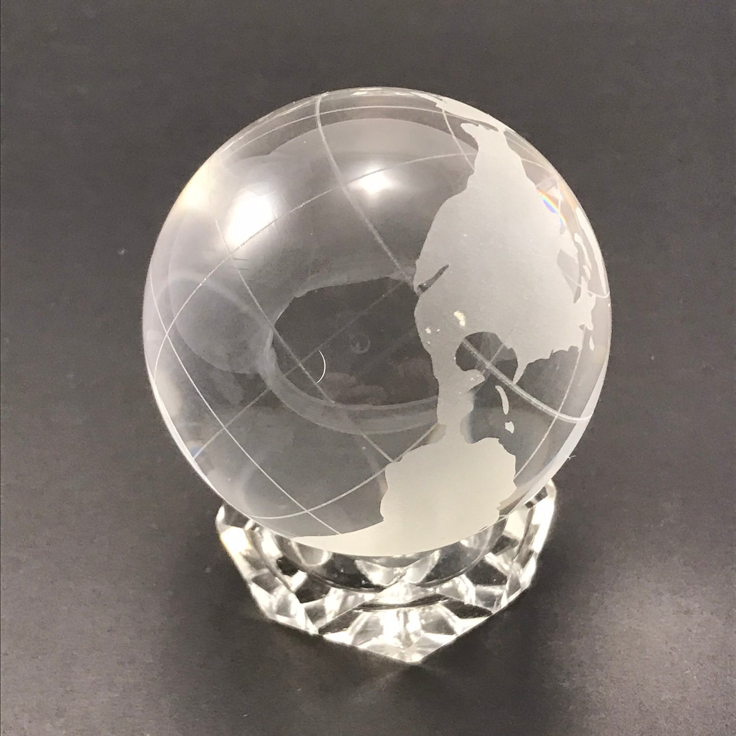 Glass World Globe Clear with Etching Paper Weight - Mini